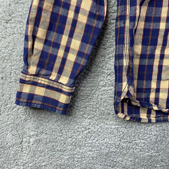 L.L. Bean Signature Men’s Button UP Medium Long Sleeve Shirt Plaid Black/Yellow - Picture 5 of 12